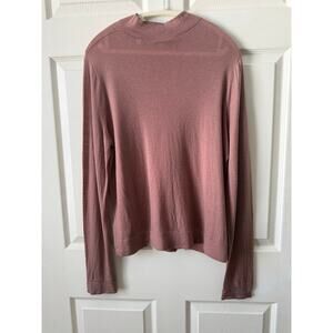 Vince Lightweight Mock Neck Sweater Mauve Dusty Pink Wool Cashmere Blend Sz XL